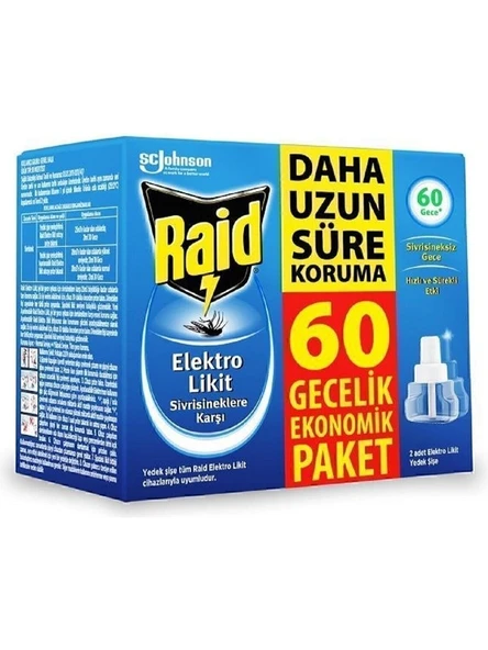 Raid Elektrolikit Sivrisinek Kovucu 42 ml 60 Gece Etkili Açık Kapı Pencerelerde Uzun Süreli Koruma ürün görseli 1