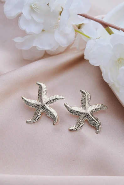 Silver Kıvrık Deniz Yıldızı Küpe - Resim 3