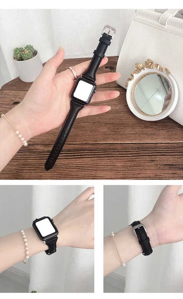 ​​​Apple Watch 38mm KRD-28 Deri Kordon - Resim 2