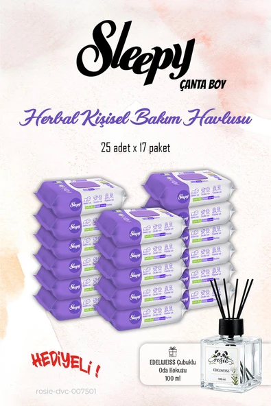 Sleepy 17 Paket Kişisel Bakım Havlusu, Herbal 25'li ve ROSIE Koku ürün görseli 1