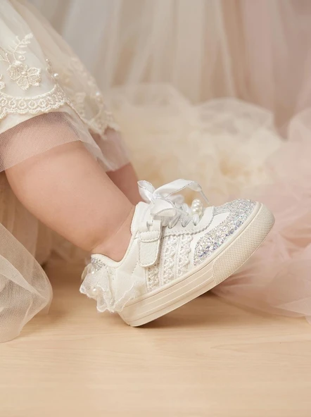 Marco Kids 26Y859 Kız Bebe Simli Tüllü Cırt Bağ Sneaker Ayakkabı ürün görseli 1