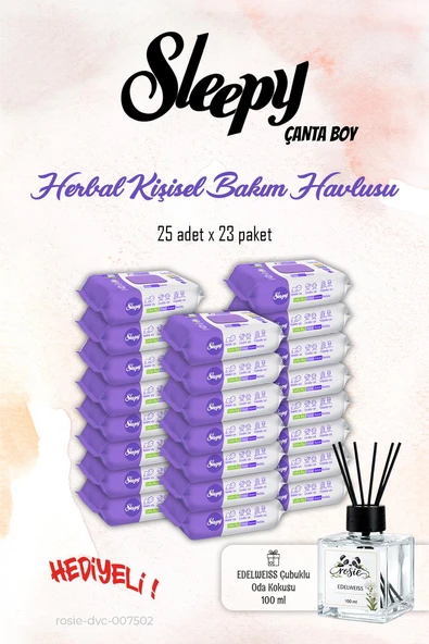 23 Paket Sleepy Herbal Kişisel Bakım Havlusu 25'li ve ROSIE Koku ürün görseli 1