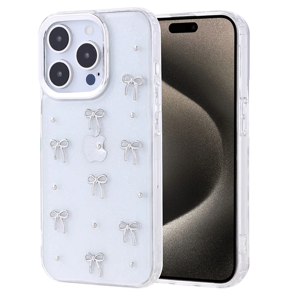 Apple iPhone 15 Pro Kılıf Airbag Tasarımlı Simli Şeffaf Zore Kutup Kapak ürün görseli 1