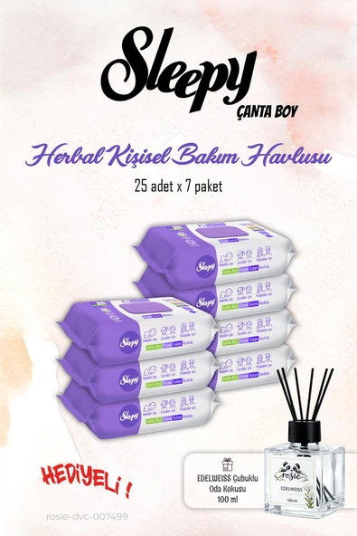 Sleepy 7 Paket, Herbal Bakım Havlusu Natural 25'li ve ROSIE Koku ürün görseli 1
