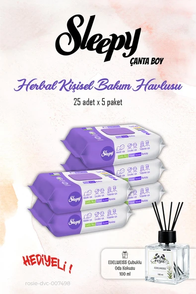 Sleepy 5 Paket, Herbal 25'li Kişisel Bakım Havlusu ve ROSIE Koku ürün görseli 1