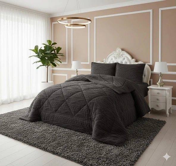 COMFORT YORGAN SETİ ÇİFT KİŞİLİK IVY ANTRASİT ürün görseli 1