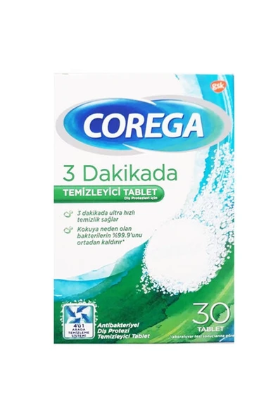 Corega 3 Dakikada Temizleyici 30 Tablet ürün görseli 1