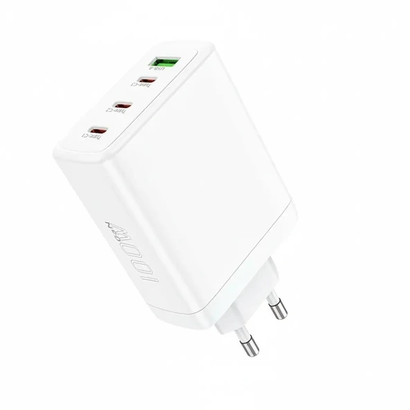 100W  Hızlı Süper Şarj Leader PD 3 Adet Type-C 1 Adet USB Şarj Aleti - Beyaz ürün görseli 1