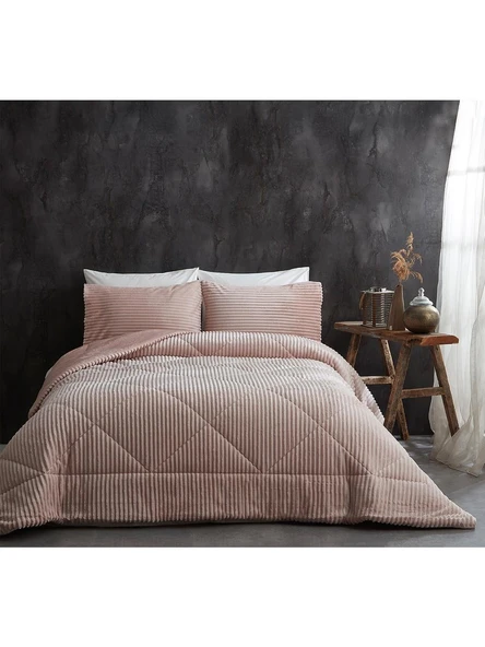 COMFORT YORGAN SETİ ÇİFT KİŞİLİK STRİPE CAPPUCİNO ürün görseli 1