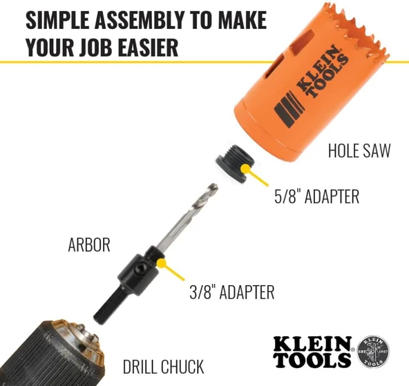 Küçük Tools 32905 Elektrikli-Delikli Testere-Set Arbor (3 Parça) - Resim 4