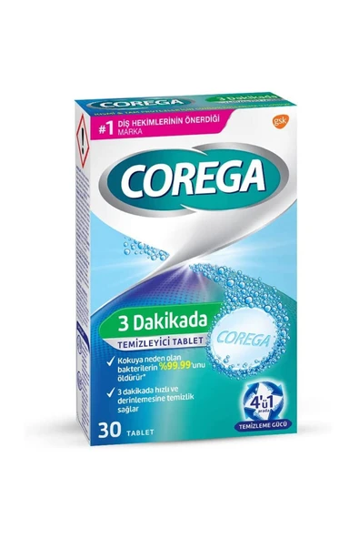 Corega 3 Dakikada Temizleyici 30 Tablet ürün görseli 1