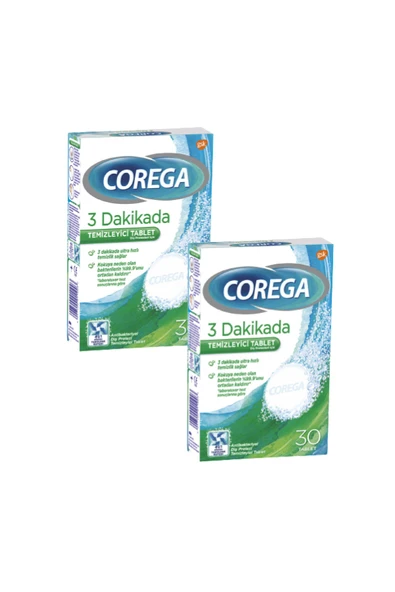 Corega 3 Dakikada Temizleyici 30 Tablet 2'li ürün görseli 1