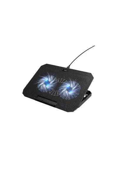 Çift Fanlı 1300 RPM Laptop Soğutucu Stant - Siyah ürün görseli 1