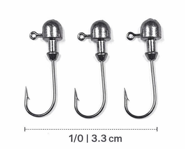 Jighead İğne 1/0 3.3 Cm Silikon Yem İçin Levrek Avı Uyumlu 3’lü Paket ürün görseli 1