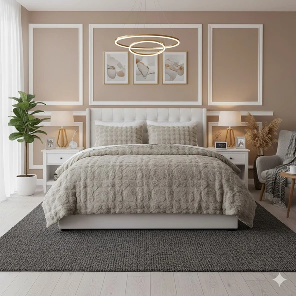 COMFORT YORGAN SETİ ÇİFT KİŞİLİK PUFF LORİA BEJ ürün görseli 1