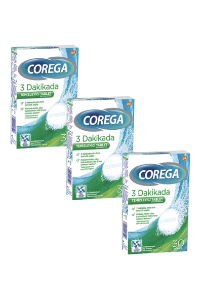 Corega 3 Dakikada Temizleyici 30 Tablet 3'lü ürün görseli 1