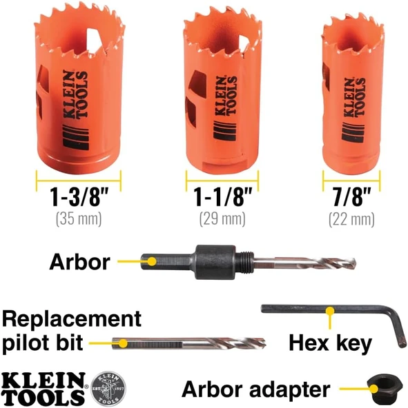 Küçük Tools 32905 Elektrikli-Delikli Testere-Set Arbor (3 Parça) - Resim 2