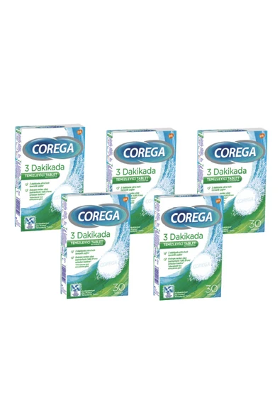 Corega 3 Dakikada Temizleyici 30 Tablet 5'li ürün görseli 1