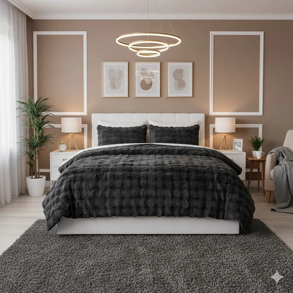 COMFORT YORGAN SETİ ÇİFT KİŞİLİK PUFF LORİA ANTRASİT ürün görseli 1
