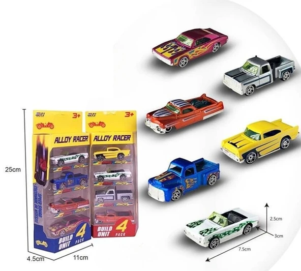 Alloy Racer Metal Arabalar Kutulu 4Lü ürün görseli 1