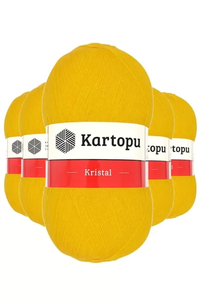 5 Adet Kristal Çift Katlı El Örgü Lif İpi Koyu Sarı K320 ürün görseli 1