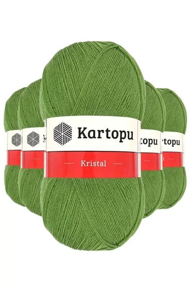 5 Adet Kristal Çift Katlı El Örgü Lif İpi Açık Yeşil K442 ürün görseli 1