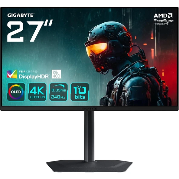 GIGABYTE MONİTÖR 26,5" OLED DÜZ MO27U2 OLED/0.03MS/240HZ/UHD ürün görseli 1