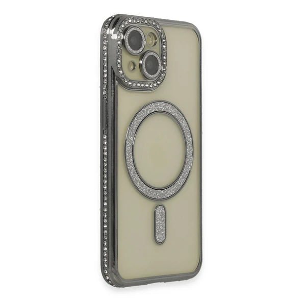 Apple İphone 14 Kılıf Joke Simli Magneticsafe Kılıf - Gri ürün görseli 1