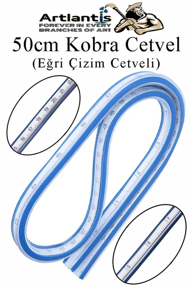 Kobra Cetvel 50 cm 1 Adet Çizim Kıvrılan Plastik Esnek Eğri Cetvel Tekstil Kumaş Dikiş Ölçüm Şablon Yumuşak Cetvel ürün görseli 1