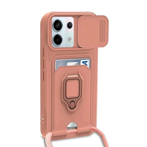 Xiaomi Redmi Note 13 Pro 5g Kılıf Zuma Kartvizitli Yüzüklü Silikon - Pembe ürün görseli 1