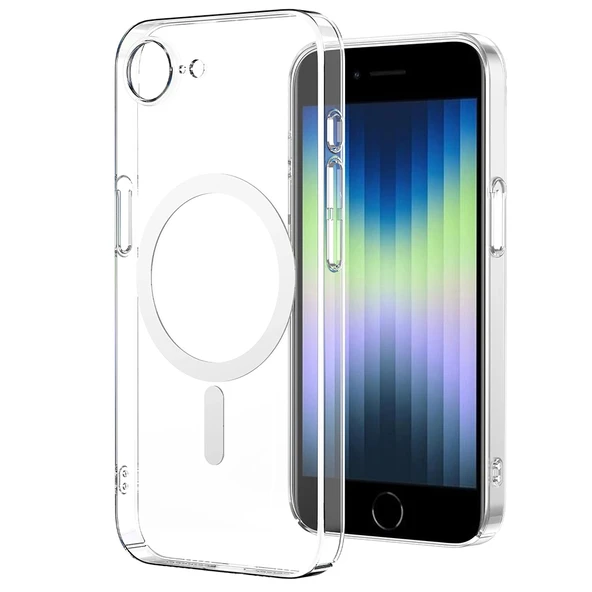 iPhone 16E Kılıf M-safe Şarj Özellikli Şeffaf Kamera Çerçeveli Porto Kapak ürün görseli 1