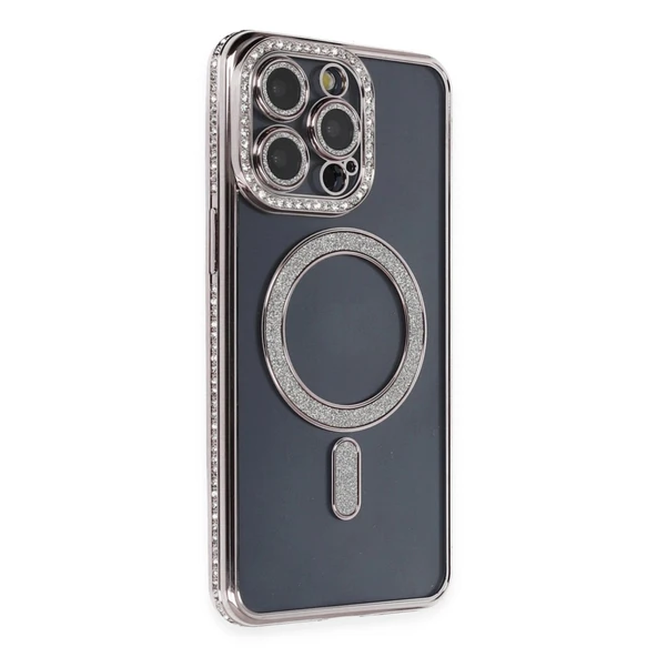 Apple İphone 14 Pro Kılıf Joke Simli Magneticsafe Kılıf - Gri ürün görseli 1