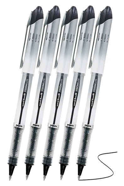 Siyah Pilot Kalem UB-200 Vision Elite 0.8mm 5 Adet Uniball Pilot Kalem 0.8 mm Roller Uçlu Pilot Kalem İnce Uçlu Likit ürün görseli 1