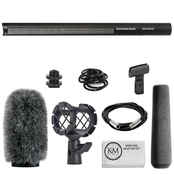 Sennheiser MKH 416-P48U3 Moisture-Resistant Shotgun Microphone Sche ile Şoke + Fur Rüzgarı + 20ft XLR Kablo + Temizlik Kumaşı (5) ürün görseli 1