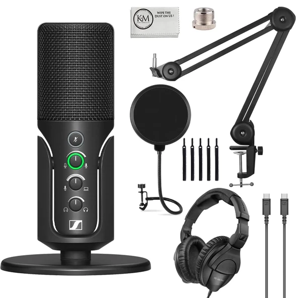 Sennheiser Profile USB Condenser Microphone with Desktop Stand Sched with Closed-Backs + Microphone Boom Arm + Wind Ekran Pop Filtre + Microfiber Temizlik Kumaşı (5) ürün görseli 1