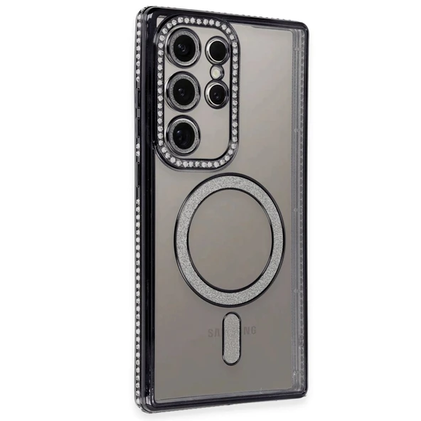 Samsung Galaxy S24 Ultra Kılıf Joke Simli Magneticsafe Kılıf - Siyah ürün görseli 1