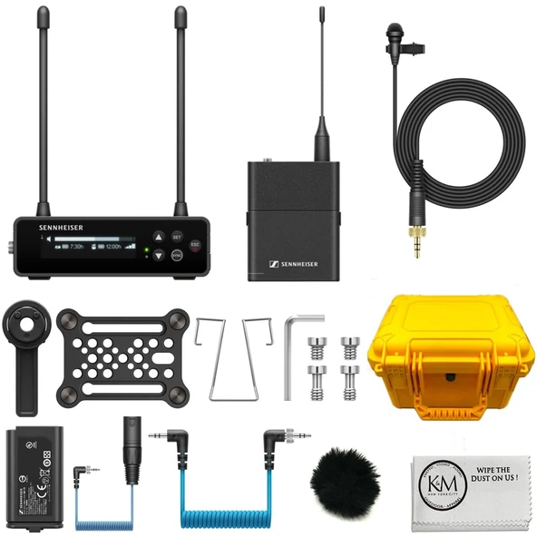 Sennheiser EW-DP ME 2 Set Camera-Mount Digital Wireless Omni Lavalier Mic System | R1-6: 520 to 576 MHz Sche with Furry Windscreen + Water Hard Case + Temizlik Kumaşı (4 Madde) ürün görseli 1
