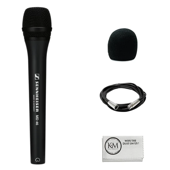 Sennheiser MD 46 - Dynamic ENG Microphone Sche with Windscreen + 20ft XLR Kablo + Temizlik Kumaşı (4 Madde) ürün görseli 1