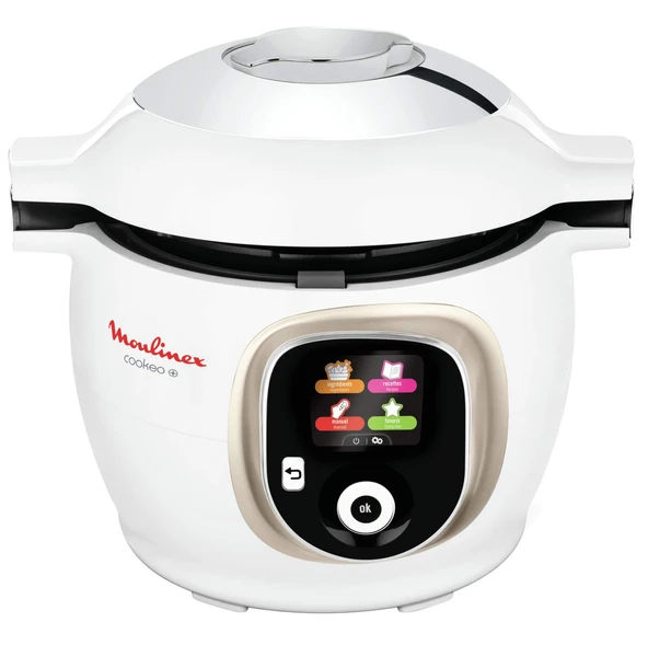 Moulinex CE851A10, akıllı çoklu pişirici, yüksek basınçlı, 6 litre, 150 tarif, 6 mod, kolay ve hızlı kullanım için adım adım talimatlar, Mon Cookeo beyaz CE851A10, 6 litre ürün görseli 1