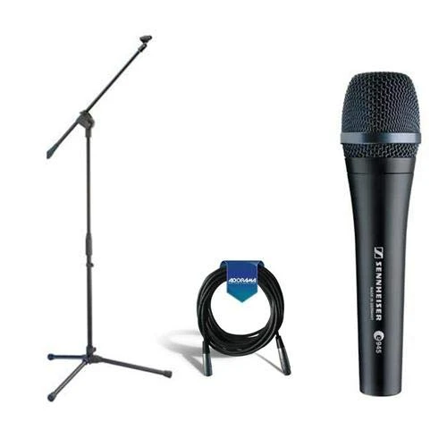 Sennheiser e 945 Wired Super-cardioid Dinamik El Vocal Microphone w/Clip Sche with H&A mental Microphone Stand with Telescoping Boom, Microphone Cable ürün görseli 1