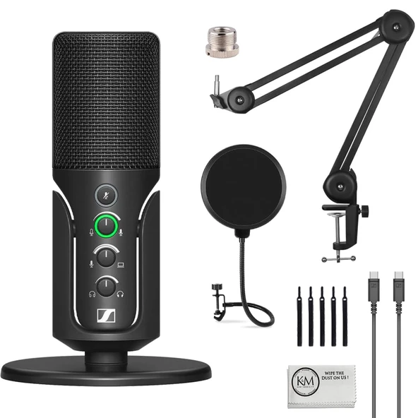 Sennheiser Profile USB Condenser Microphone with Desktop Stand Sched with Microphone Boom Arm + Rüzgar Ekran Pop Filtre + Mikrofiber Temizlik Kumaşı (4 Madde) ürün görseli 1
