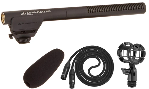 Sennheiser MKE 600 Shotgun Microphone Video Sineması Yayın Kiti, DSLR Camera Camcorder ve Boom Pole için Ekranda Şok XLR Kablo ve Köpük Rüzgarı ürün görseli 1