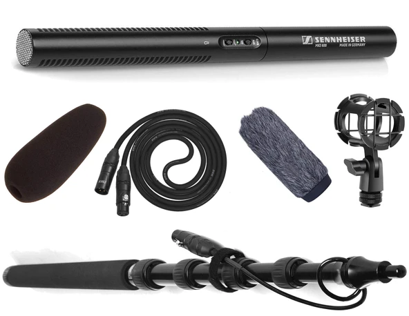 Sennheiser MKE 600 Video, Sinema ve Yayınlama Shotgun Microphone, LyxPro Boompole ile Kit Tamamladı, Şoke, Windscreen Sche ürün görseli 1