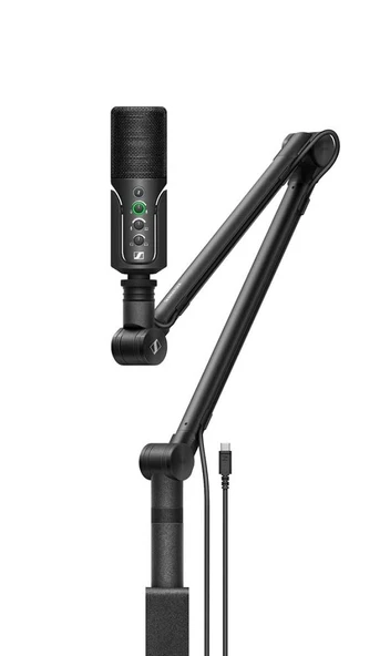 USB-C mikrofon, entegre kablo yönetimli bom kolu, 3 m USB-C kablo ve mikrofon saklama çantası içeren Sennheiser Profil Yayın Seti | Siyah (700100) ürün görseli 1