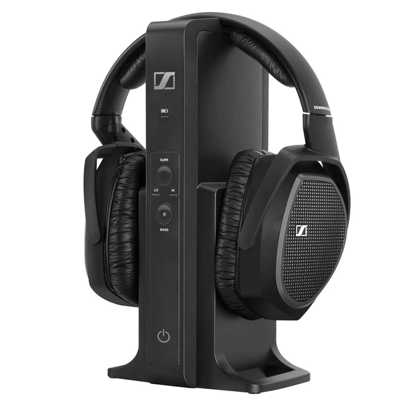 Sennheiser RS ​​175 RF Kablosuz Kulaklık, TV sistemleri için bas güçlendirme ve surround ses modlarına sahip Sennheiser kulaklık, kompakt ve ergonomik, kablosuz TV dinleme, siyah ürün görseli 1