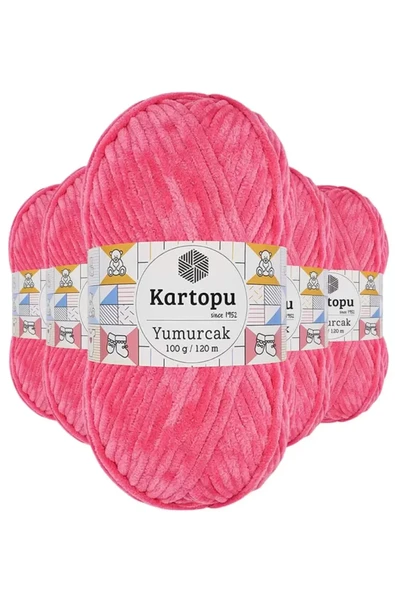 5 Adet Yumurcak Kadife El Örgü İpi Pembe K798 ürün görseli 1