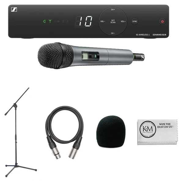 Sennheiser XSW 1-825-A206 Vocal E825 Dinamik Mikrofon ile Set | A: 548 to 572 MHz Grafik with Windscreen + XLR Cable + Stand + Temizlik Kumaşı (5 Madde) ürün görseli 1