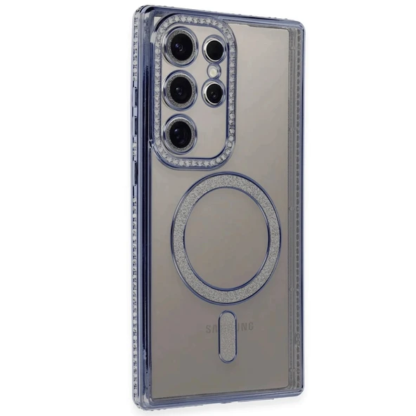 Samsung Galaxy S24 Ultra Kılıf Joke Simli Magneticsafe Kılıf - Mavi ürün görseli 1