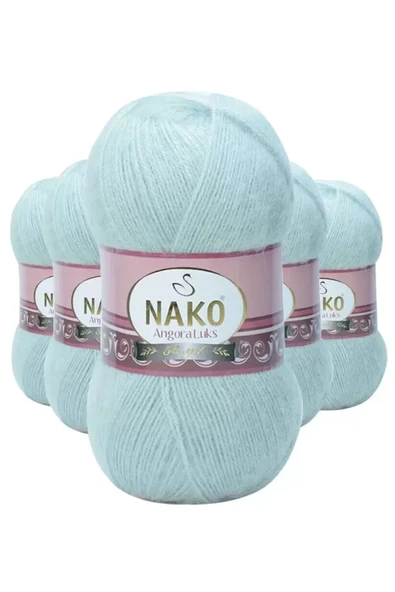 5 Adet Angora Lüks El Örgü İpi Saraylı Mint 10471 ürün görseli 1