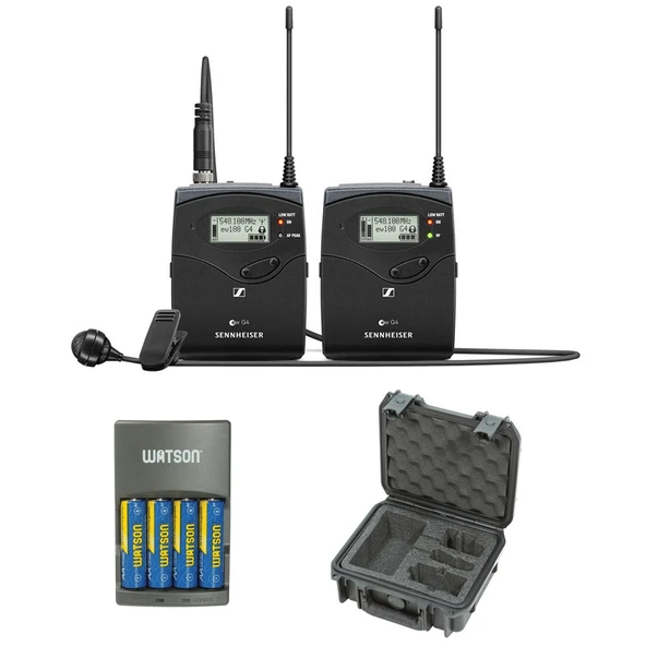 Sennheiser 122P G4 Camera-Mount Kablosuz Microphone Sistemi ile ME 4 Lavalier Mic A1 Plus i serisi Sular ve Plus 4 Saat Hızlı Şarj Cihazı (4 AA NiMH Pilleri) ürün görseli 1